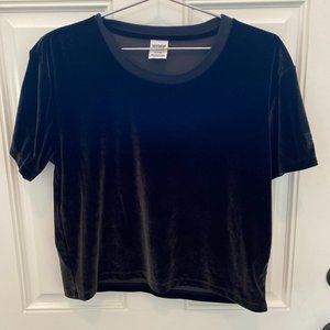 PINK Victoria's Secret Black Velour Crop Top